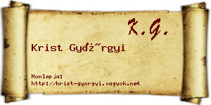 Krist Györgyi névjegykártya